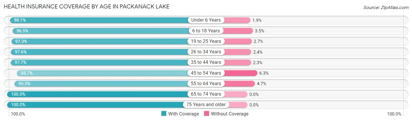 Health Insurance Coverage by Age in Packanack Lake