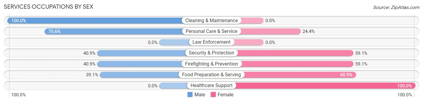 Services Occupations by Sex in Panther Valley