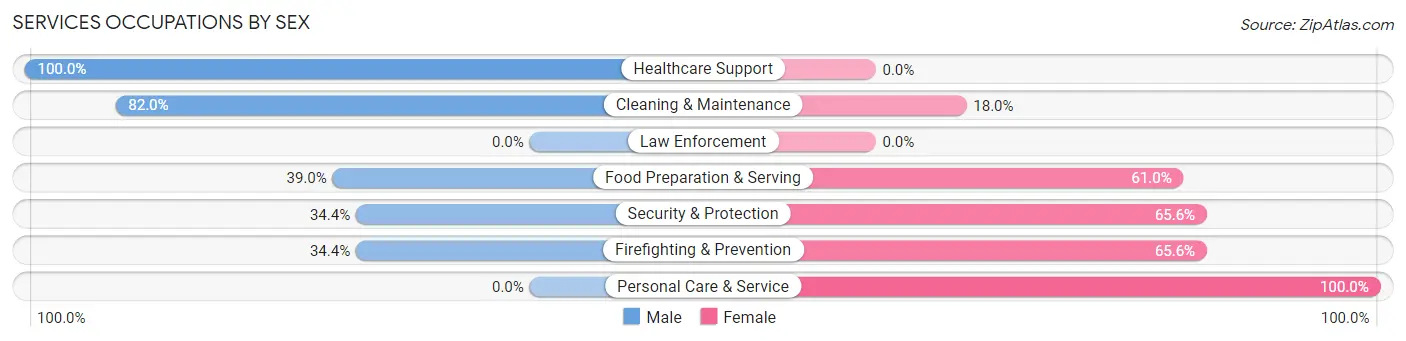 Services Occupations by Sex in Pine Brook