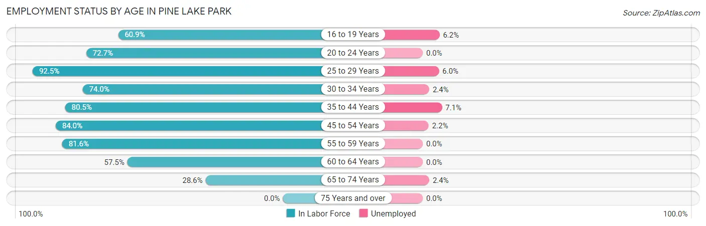 Employment Status by Age in Pine Lake Park