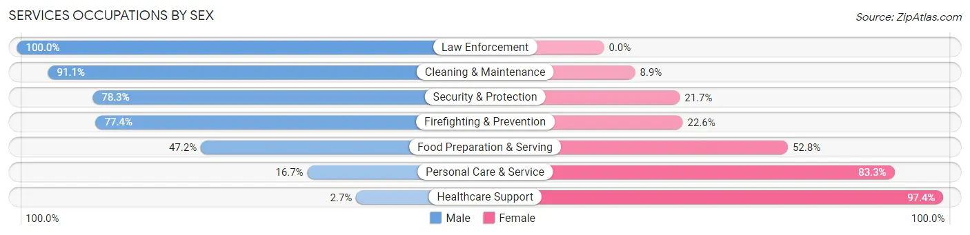 Services Occupations by Sex in Pine Lake Park