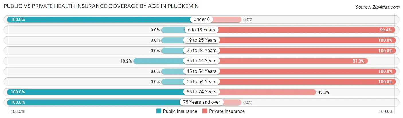 Public vs Private Health Insurance Coverage by Age in Pluckemin