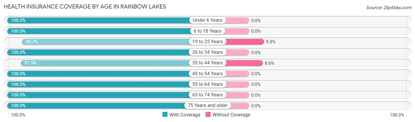 Health Insurance Coverage by Age in Rainbow Lakes