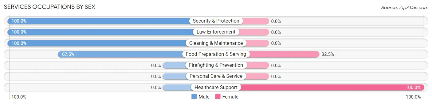 Services Occupations by Sex in Rainbow Lakes