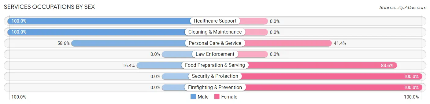 Services Occupations by Sex in Ramapo College of New Jersey