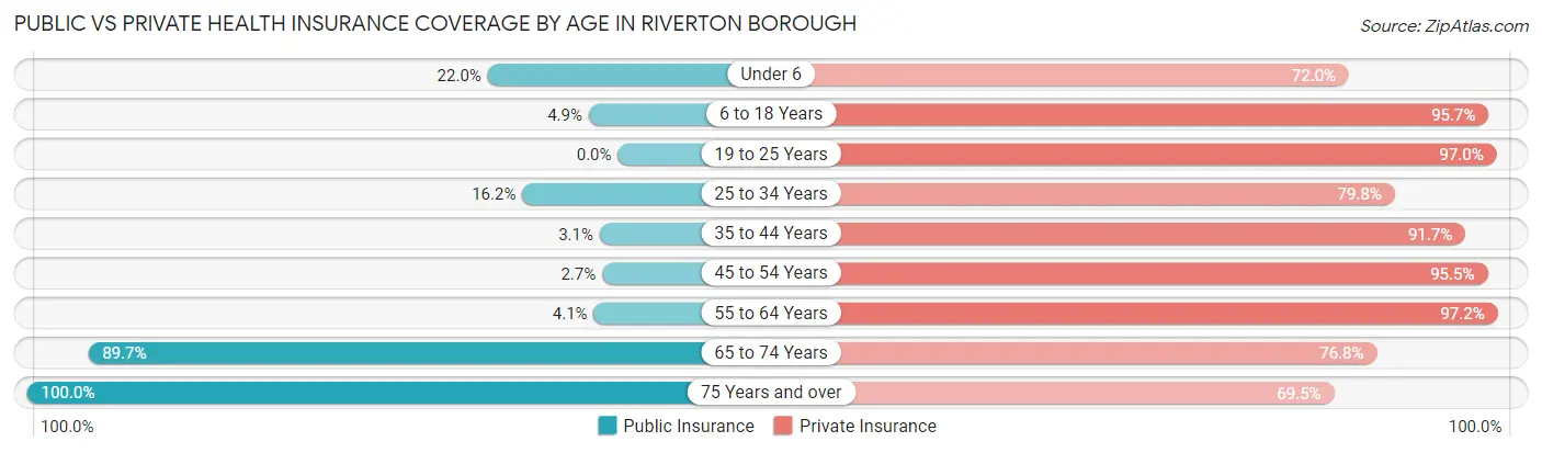 Public vs Private Health Insurance Coverage by Age in Riverton borough
