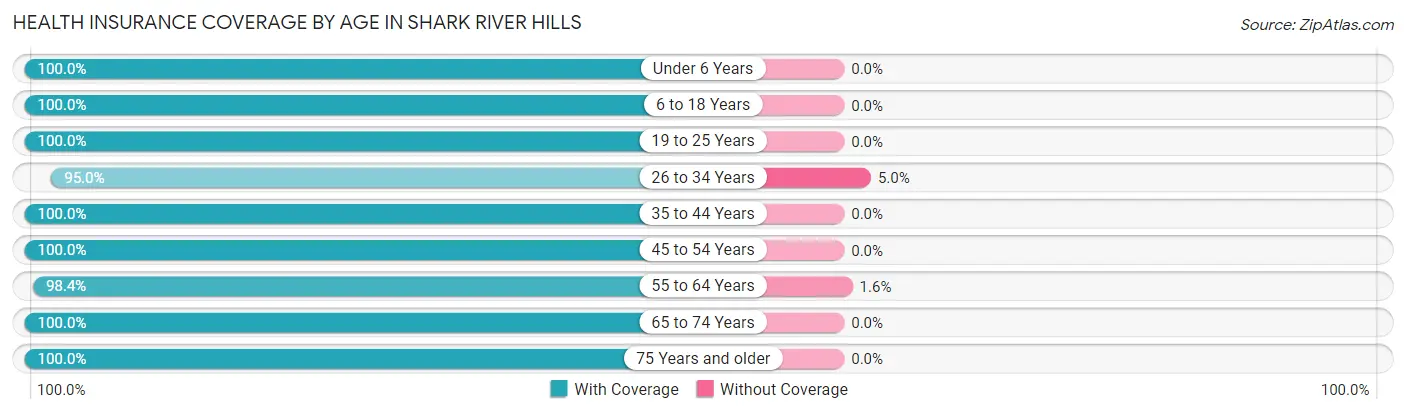 Health Insurance Coverage by Age in Shark River Hills