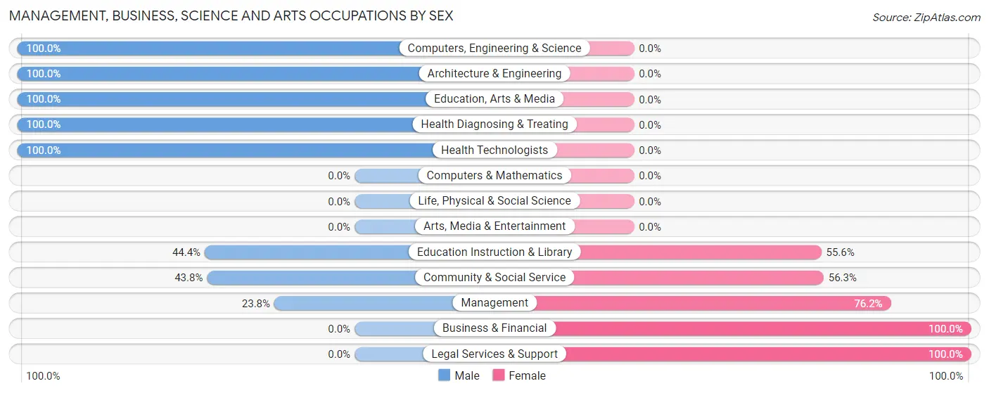 Management, Business, Science and Arts Occupations by Sex in Silver Lake CDP Warren County
