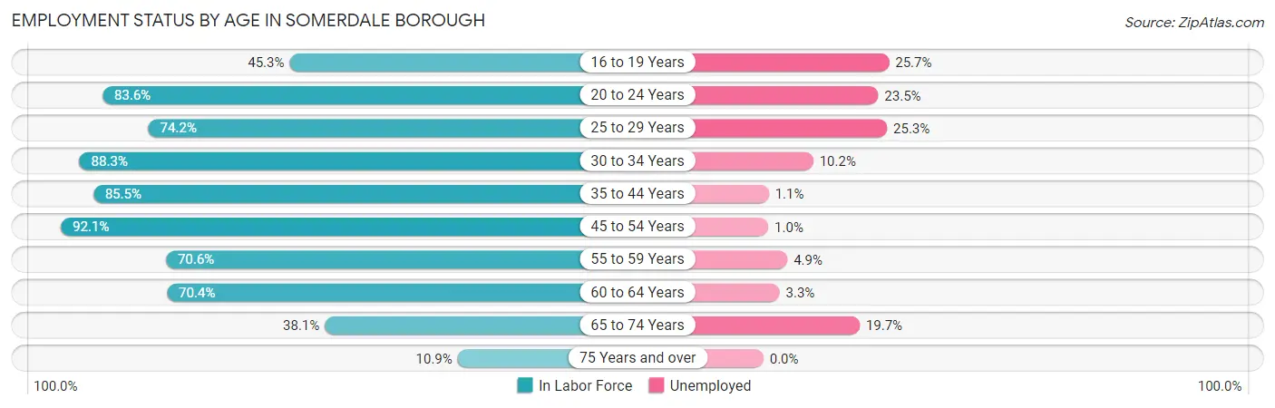 Employment Status by Age in Somerdale borough