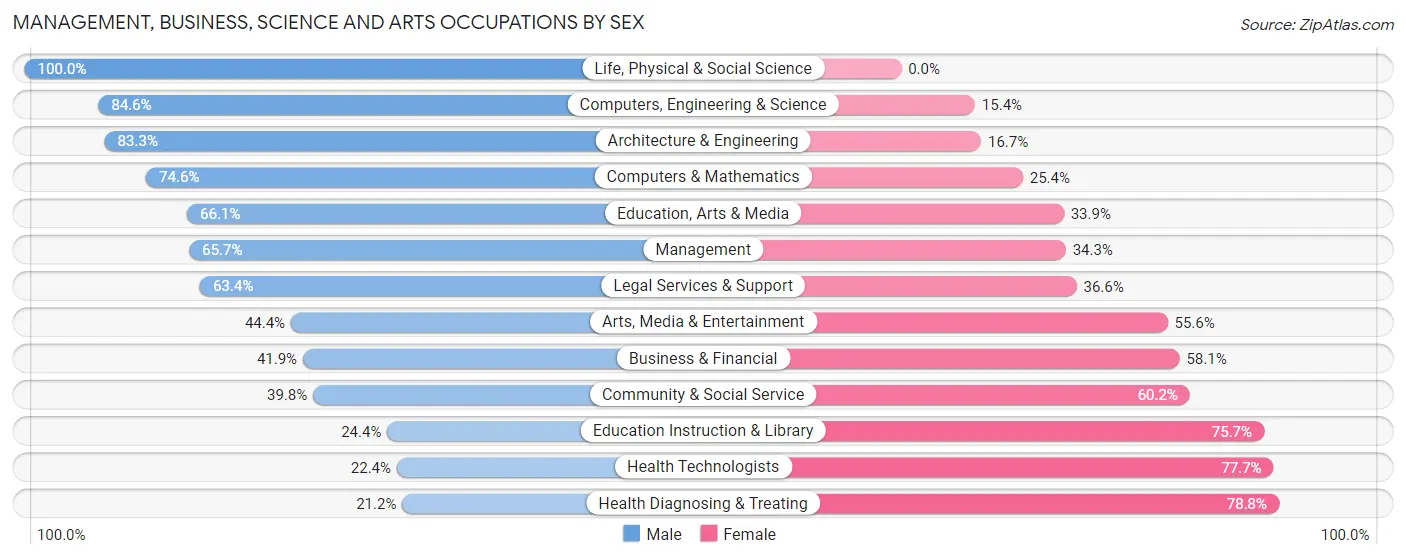 Management, Business, Science and Arts Occupations by Sex in Somers Point