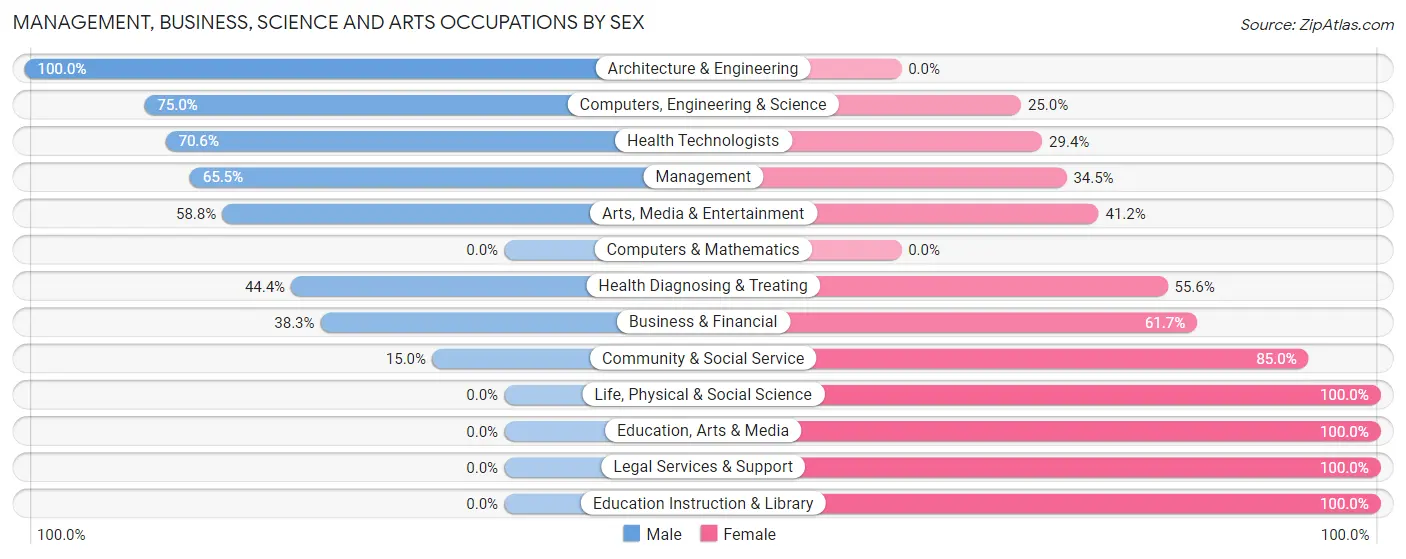 Management, Business, Science and Arts Occupations by Sex in South Dennis