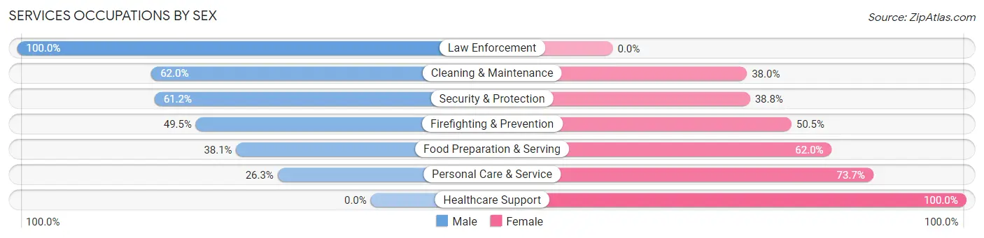 Services Occupations by Sex in Spring Lake Heights borough