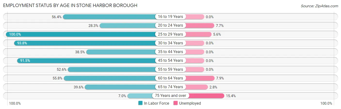Employment Status by Age in Stone Harbor borough