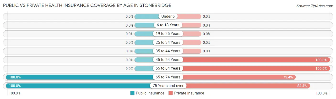 Public vs Private Health Insurance Coverage by Age in Stonebridge