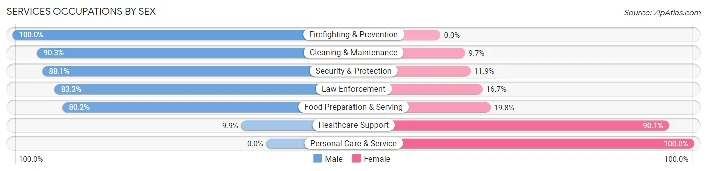Services Occupations by Sex in Stratford borough