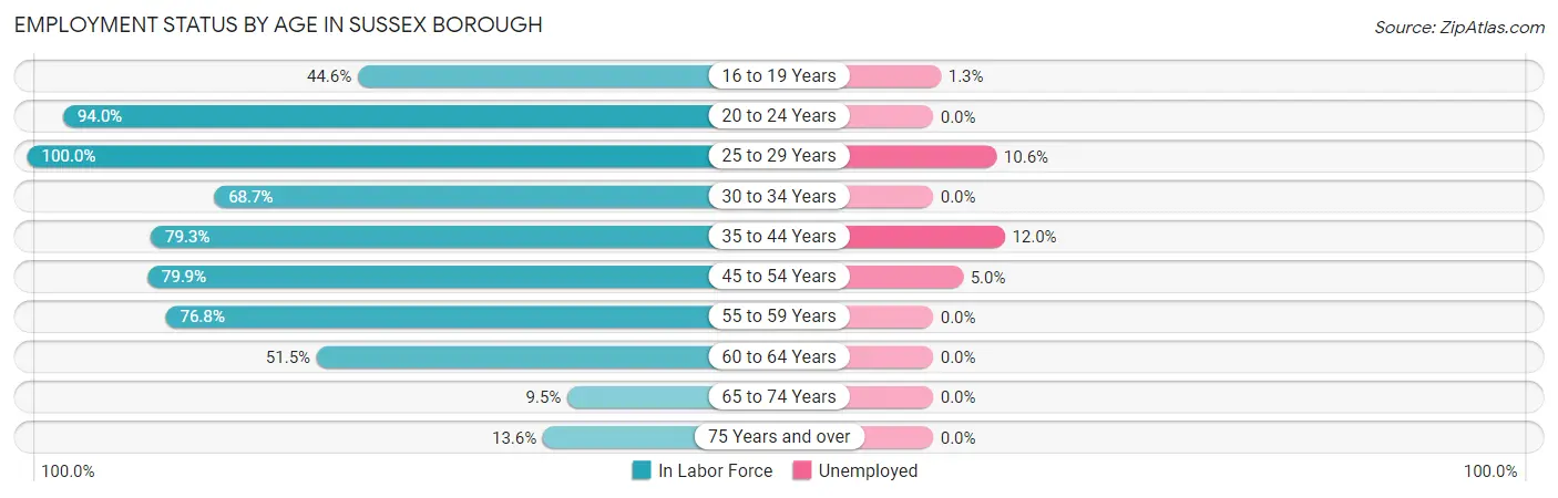 Employment Status by Age in Sussex borough