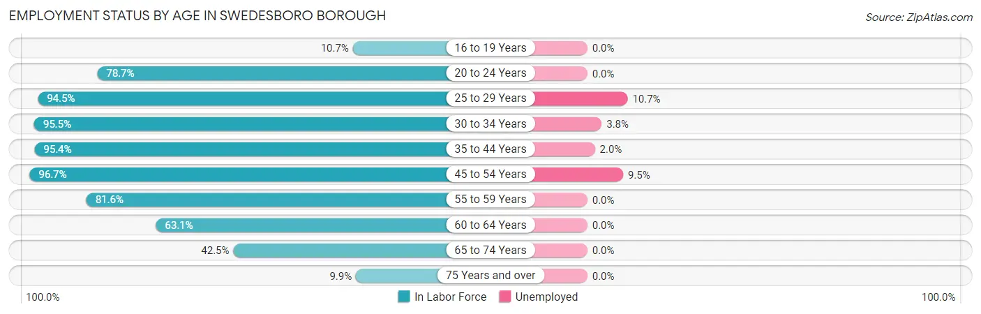 Employment Status by Age in Swedesboro borough