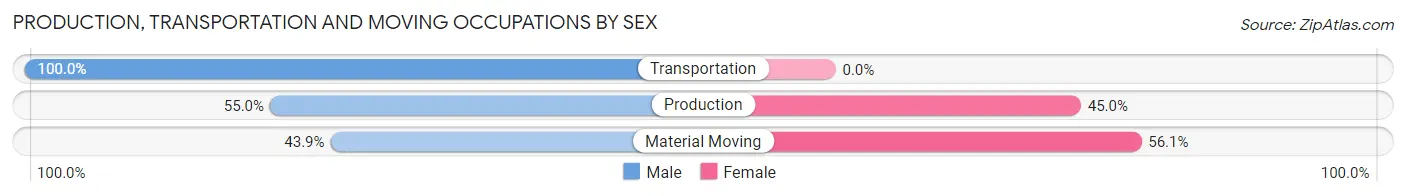 Production, Transportation and Moving Occupations by Sex in The Hills