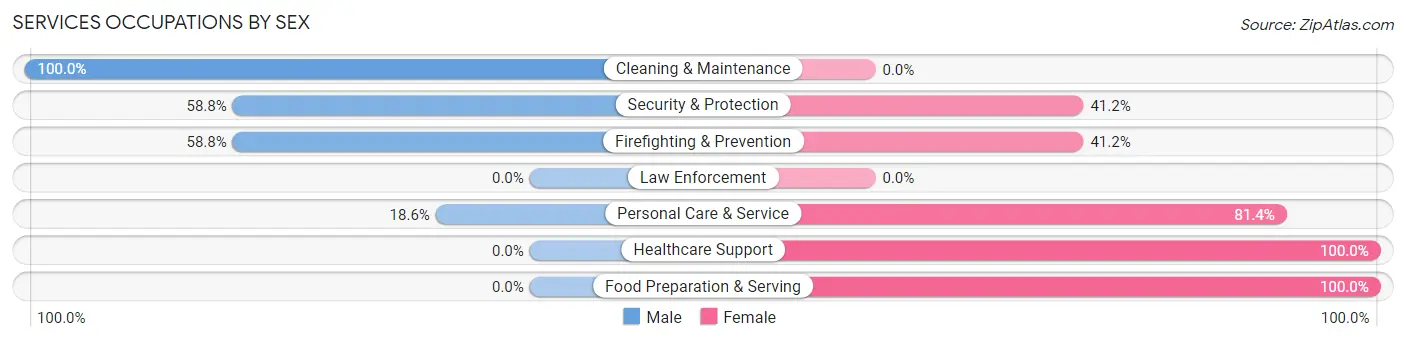 Services Occupations by Sex in Thorofare