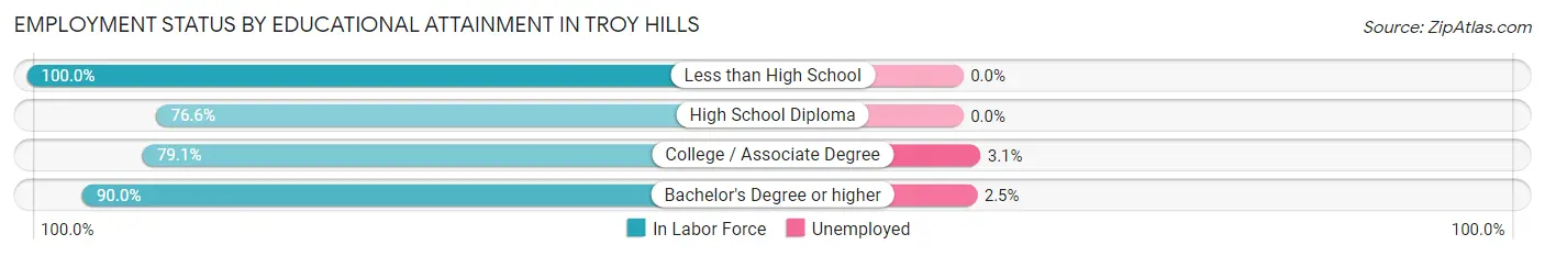 Employment Status by Educational Attainment in Troy Hills