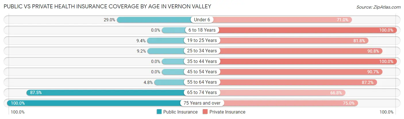 Public vs Private Health Insurance Coverage by Age in Vernon Valley