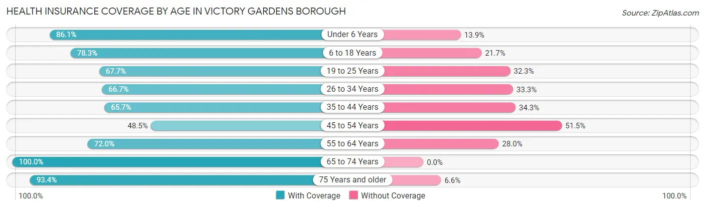 Health Insurance Coverage by Age in Victory Gardens borough