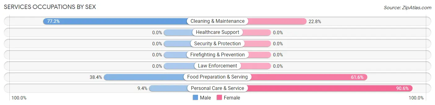 Services Occupations by Sex in Victory Gardens borough