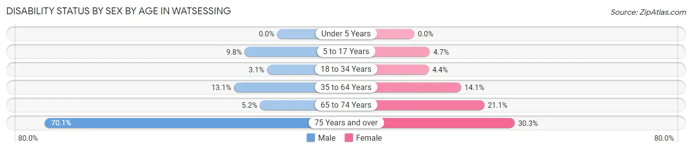 Disability Status by Sex by Age in Watsessing