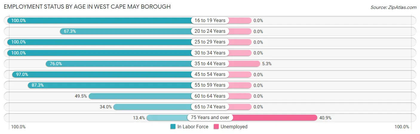 Employment Status by Age in West Cape May borough