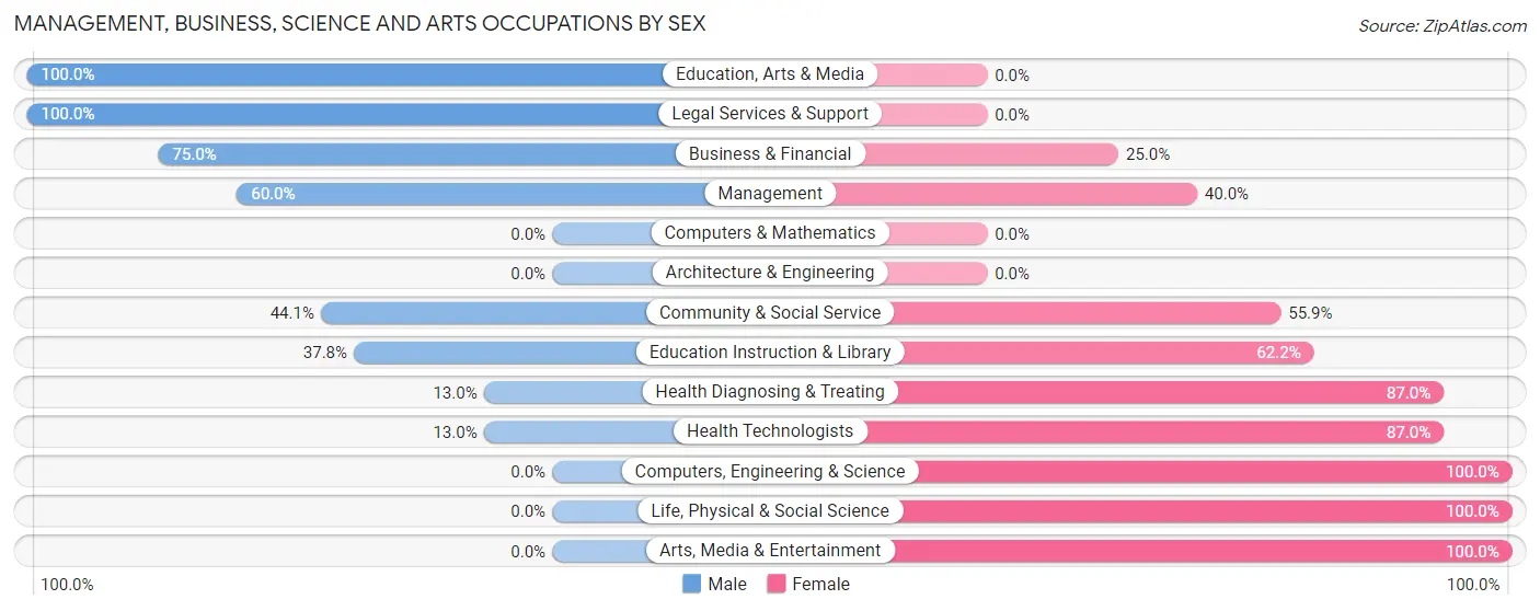 Management, Business, Science and Arts Occupations by Sex in West Cape May borough