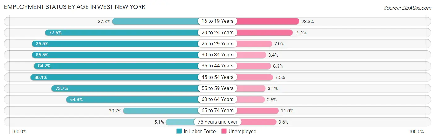 Employment Status by Age in West New York