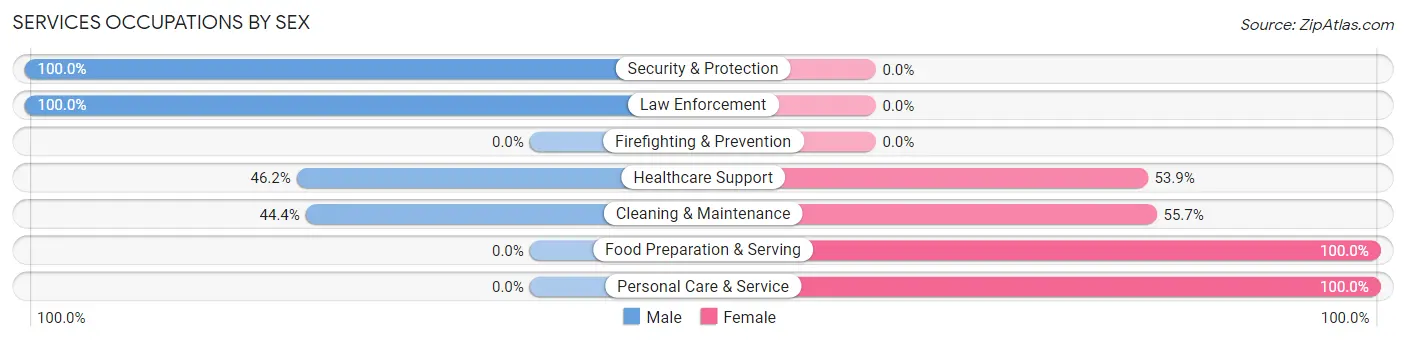 Services Occupations by Sex in Westville borough