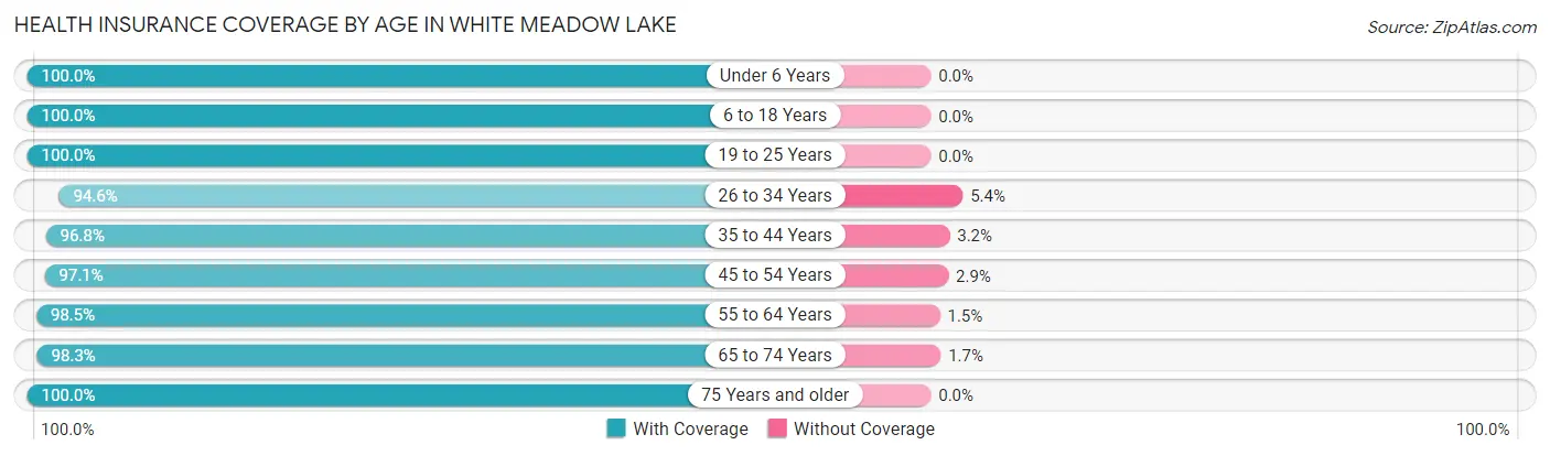 Health Insurance Coverage by Age in White Meadow Lake