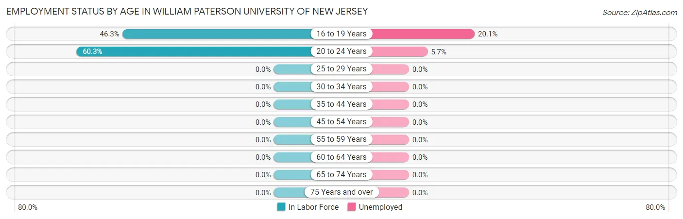 Employment Status by Age in William Paterson University of New Jersey