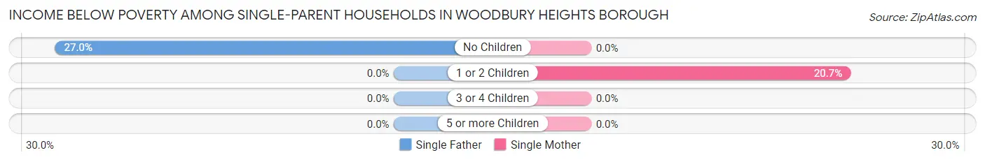 Income Below Poverty Among Single-Parent Households in Woodbury Heights borough