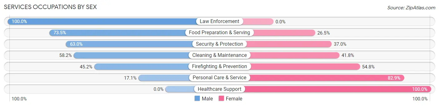 Services Occupations by Sex in Woodbury Heights borough