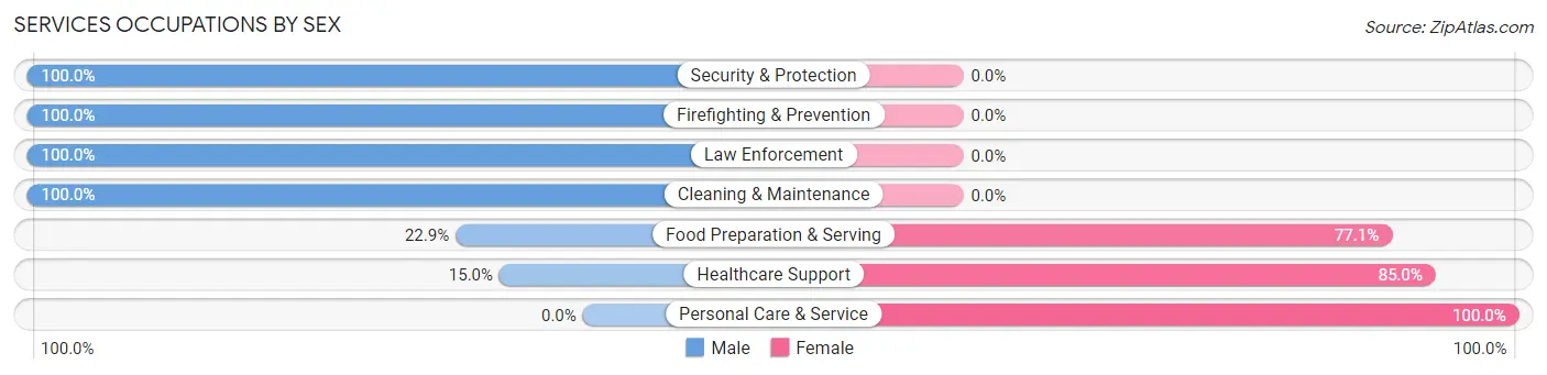 Services Occupations by Sex in Yorketown