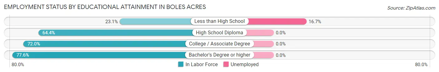 Employment Status by Educational Attainment in Boles Acres