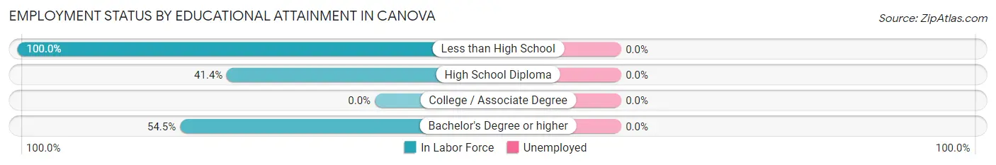 Employment Status by Educational Attainment in Canova