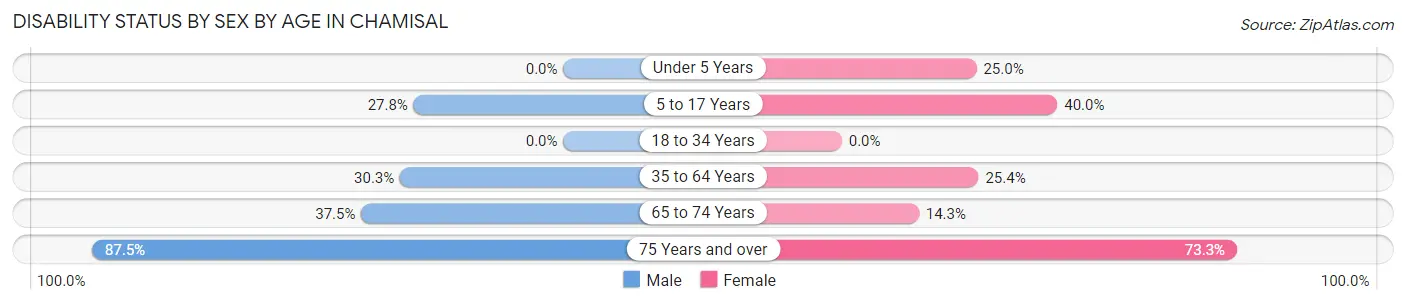 Disability Status by Sex by Age in Chamisal