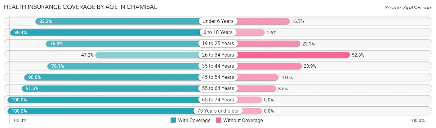 Health Insurance Coverage by Age in Chamisal