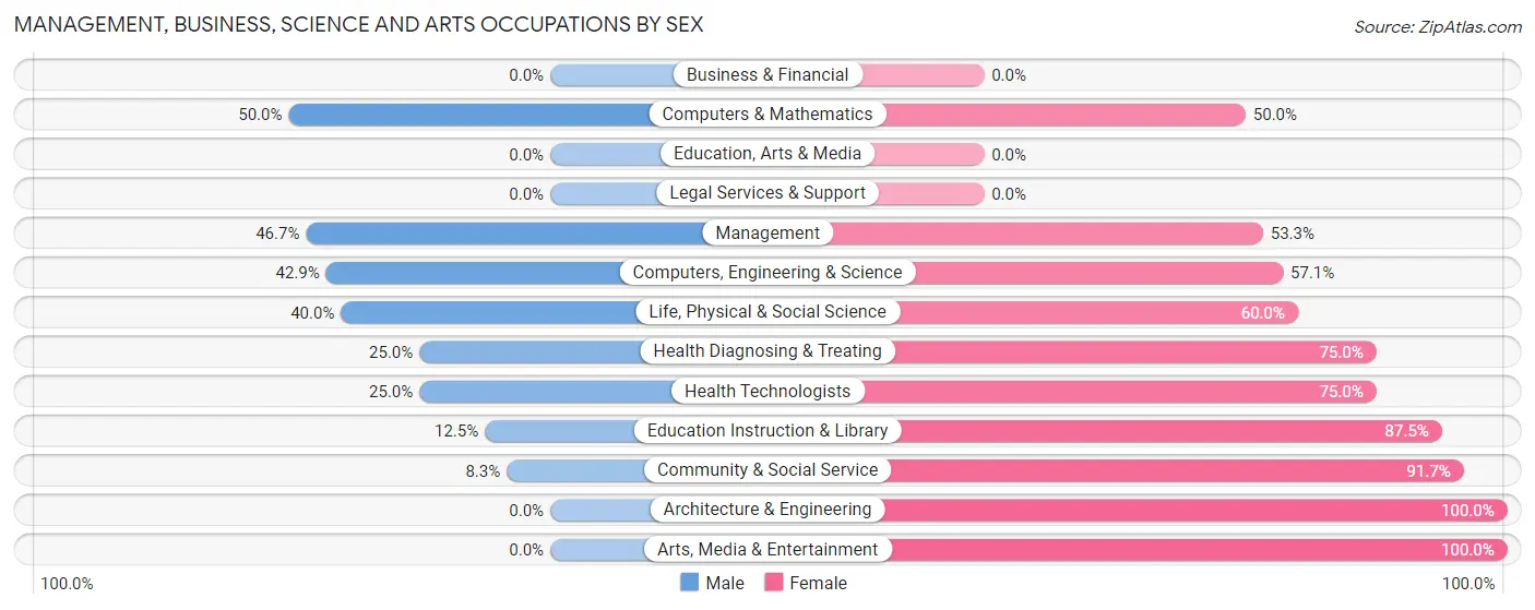 Management, Business, Science and Arts Occupations by Sex in Chamisal