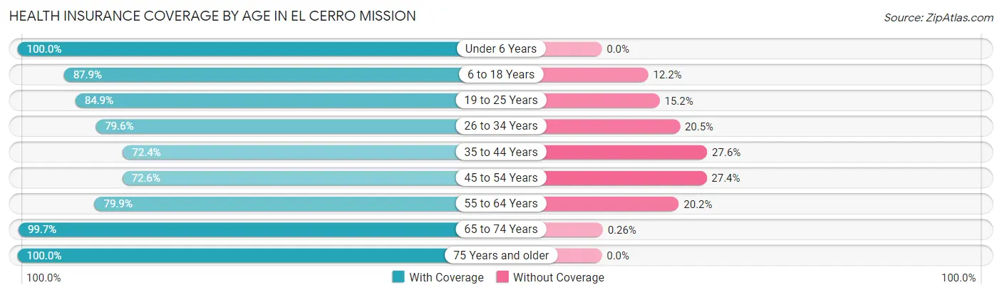 Health Insurance Coverage by Age in El Cerro Mission