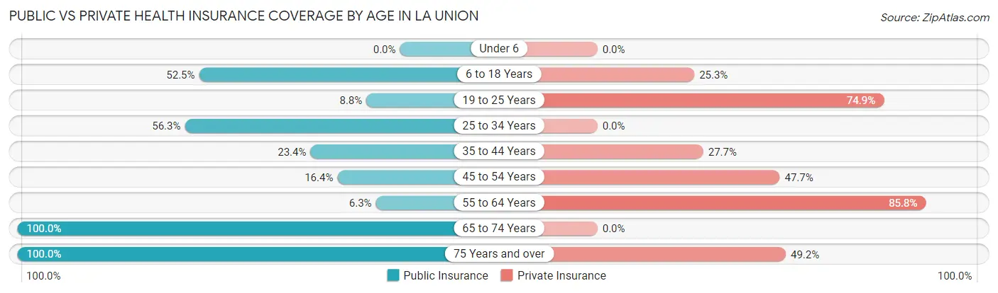 Public vs Private Health Insurance Coverage by Age in La Union