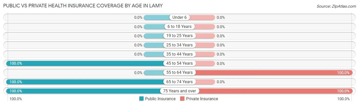 Public vs Private Health Insurance Coverage by Age in Lamy
