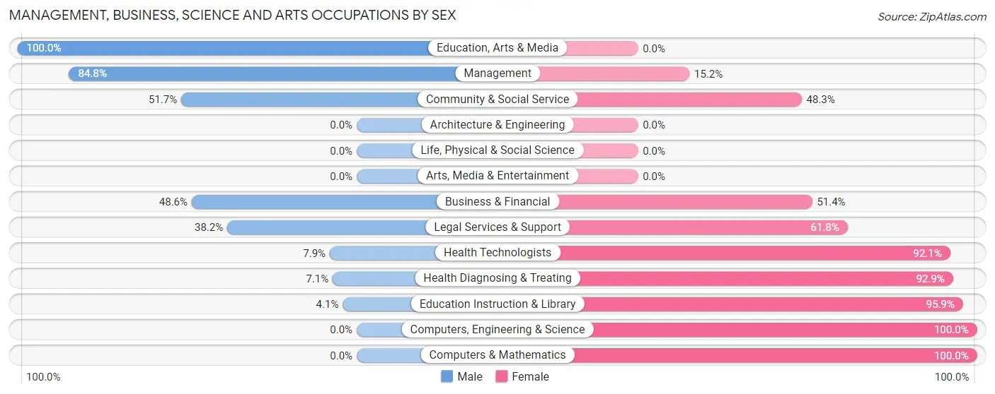 Management, Business, Science and Arts Occupations by Sex in Los Chaves