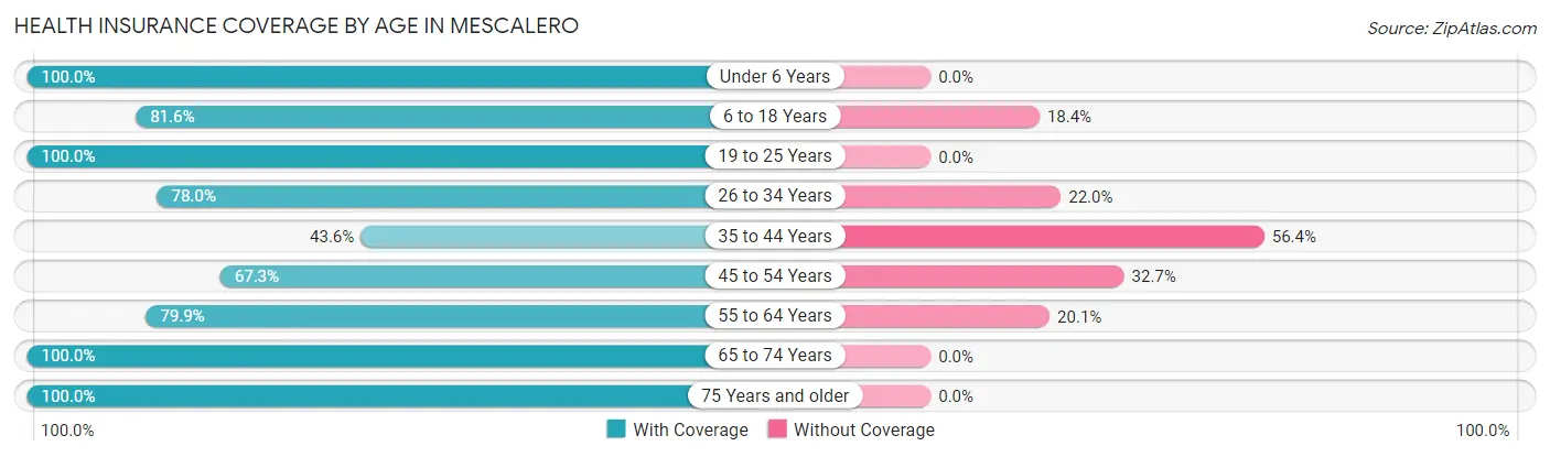 Health Insurance Coverage by Age in Mescalero