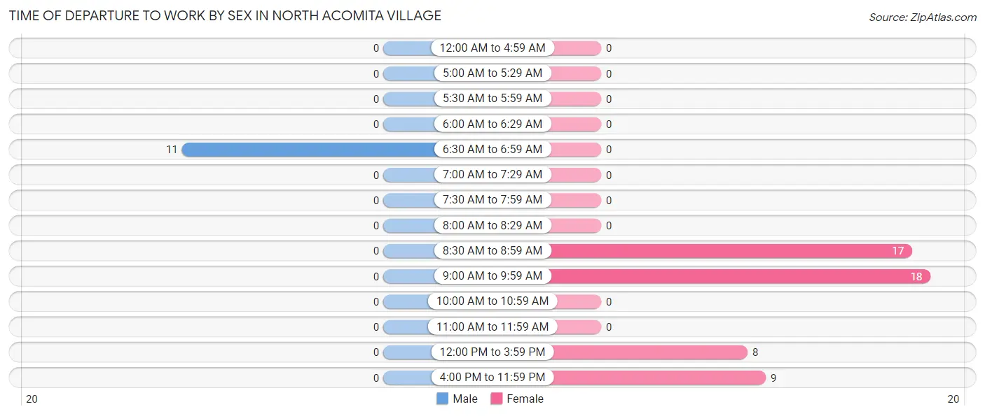Time of Departure to Work by Sex in North Acomita Village