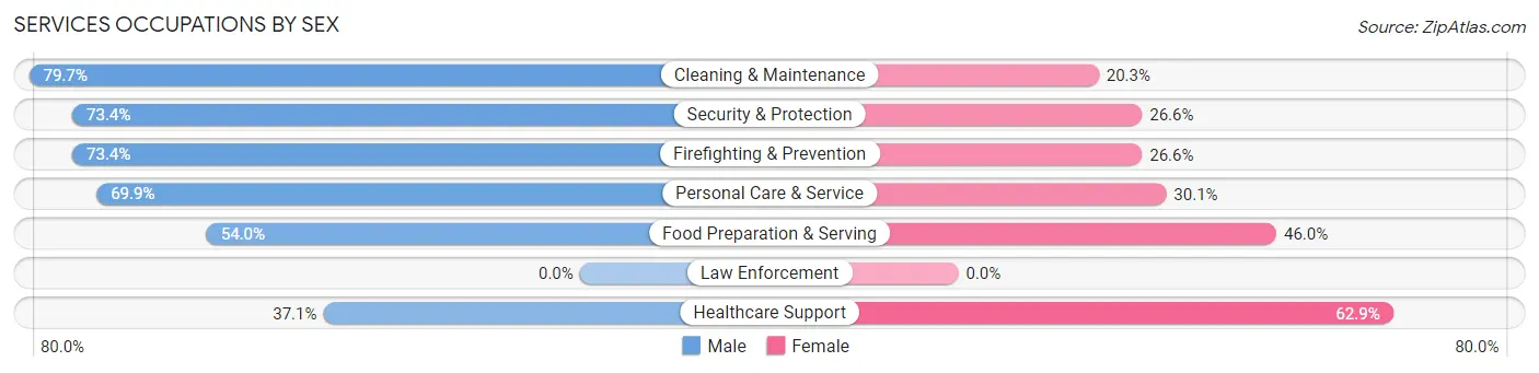 Services Occupations by Sex in North Valley