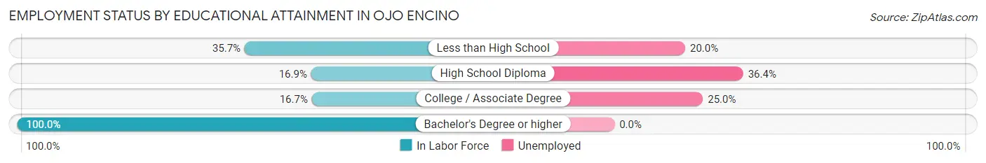 Employment Status by Educational Attainment in Ojo Encino